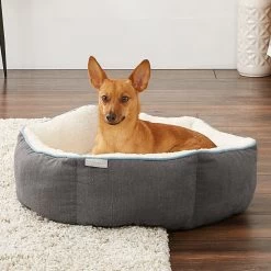 Pet Dog Supplies Shop 25 Frisco Sherpa Hexagon Bolster Cat & Dog Bed