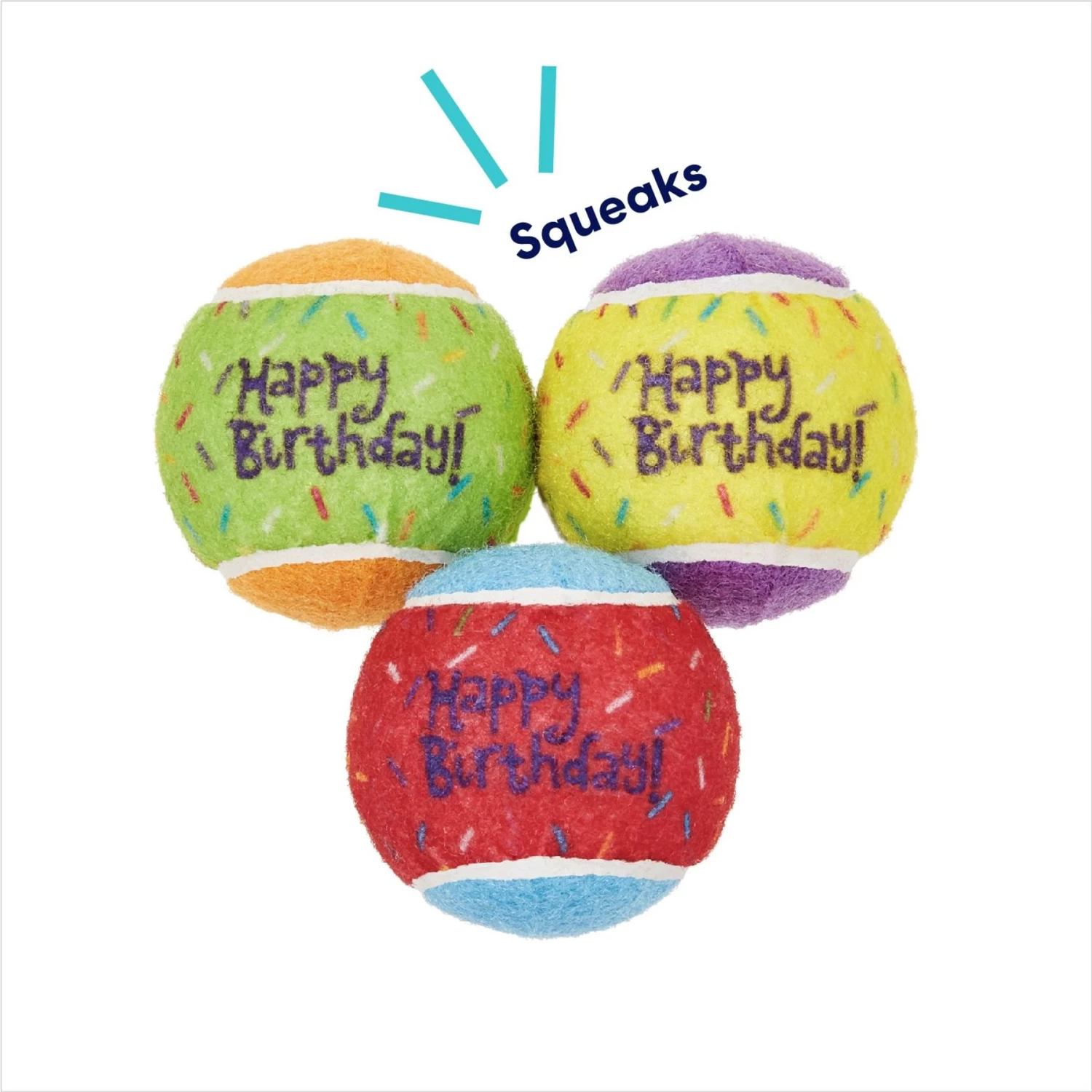 Frisco Birthday Fetch Squeaky Tennis Ball Dog Toy 3 Frisco Birthday Fetch Squeaky Tennis Ball Dog Toy - Image 3