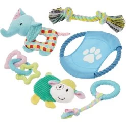 Frisco Little Friends Plush, Flyer & TPR Variety Pack Dog Toy