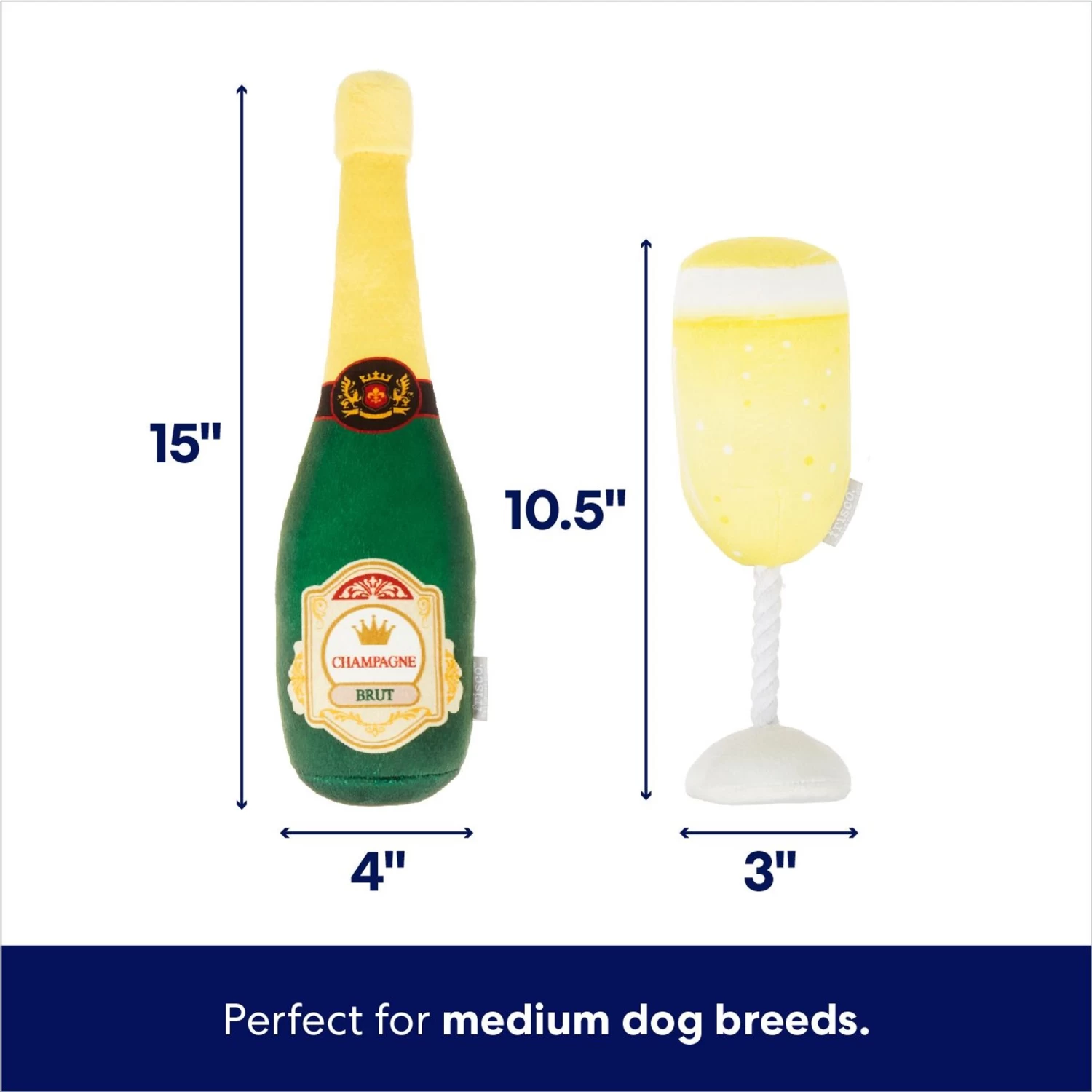 Frisco Champagne & Flute Plush Squeaky Dog Toy 2 Frisco Champagne & Flute Plush Squeaky Dog Toy - Image 2