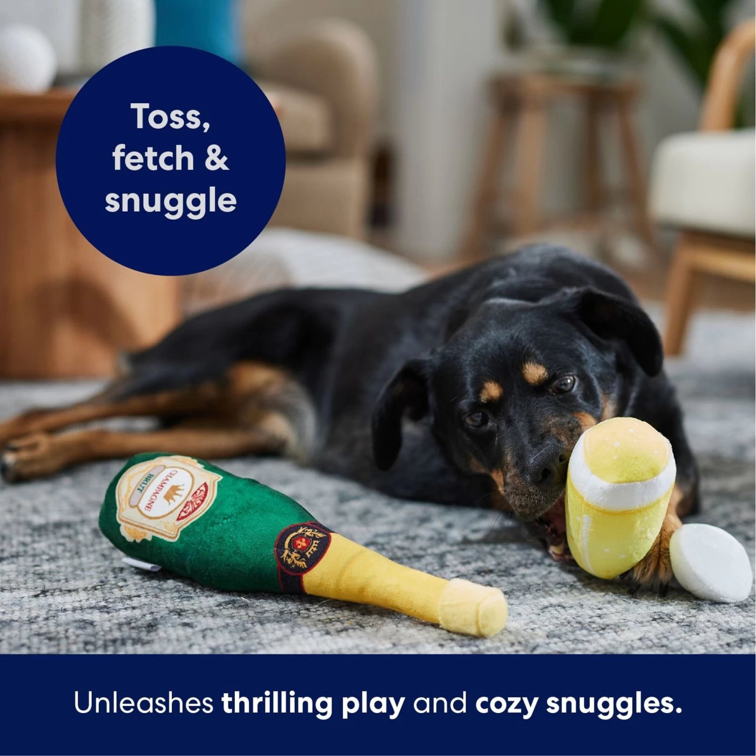 Frisco Champagne & Flute Plush Squeaky Dog Toy 5 Frisco Champagne & Flute Plush Squeaky Dog Toy - Image 5
