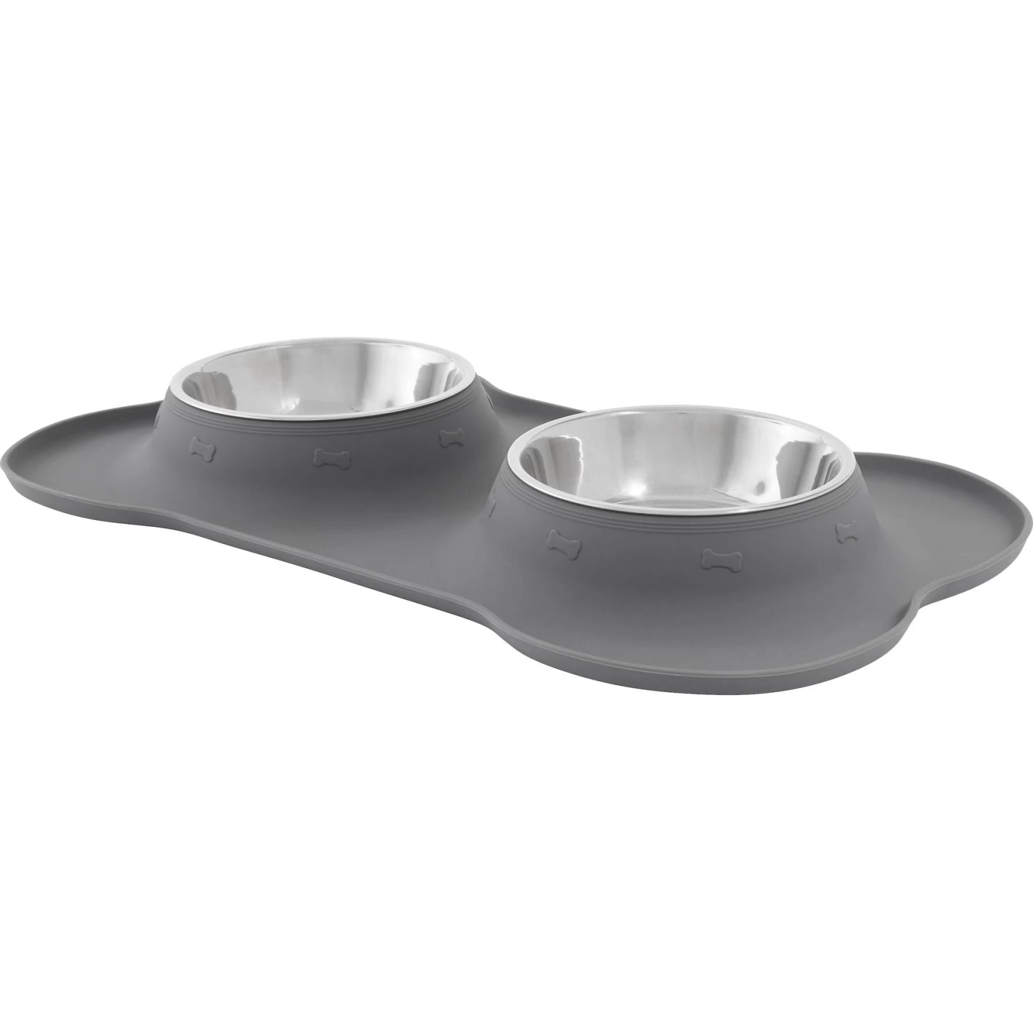 Frisco Silicone Stainless Steel Double Diner Dog & Cat Bowl 1 Frisco Silicone Stainless Steel Double Diner Dog & Cat Bowl