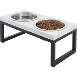 Frisco Marble Print Stainless Steel Double Elevated Dog Bowl -Pet Dog Supplies Shop 216017 PT2. AC SS1800 V1591020395