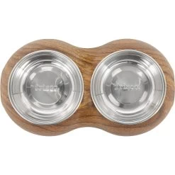 Frisco Double Stainless Steel Bowl, Wood Design -Pet Dog Supplies Shop 216068 PT3. AC SS1800 V1591021035