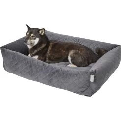 Frisco Velvet Rectangular Bolster Cat & Dog Bed -Pet Dog Supplies Shop 232181 PT2. AC SS1800 V1600351586