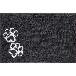 Frisco Microfiber Chenille Paw Print Dog & Cat Mat, Dark Gray