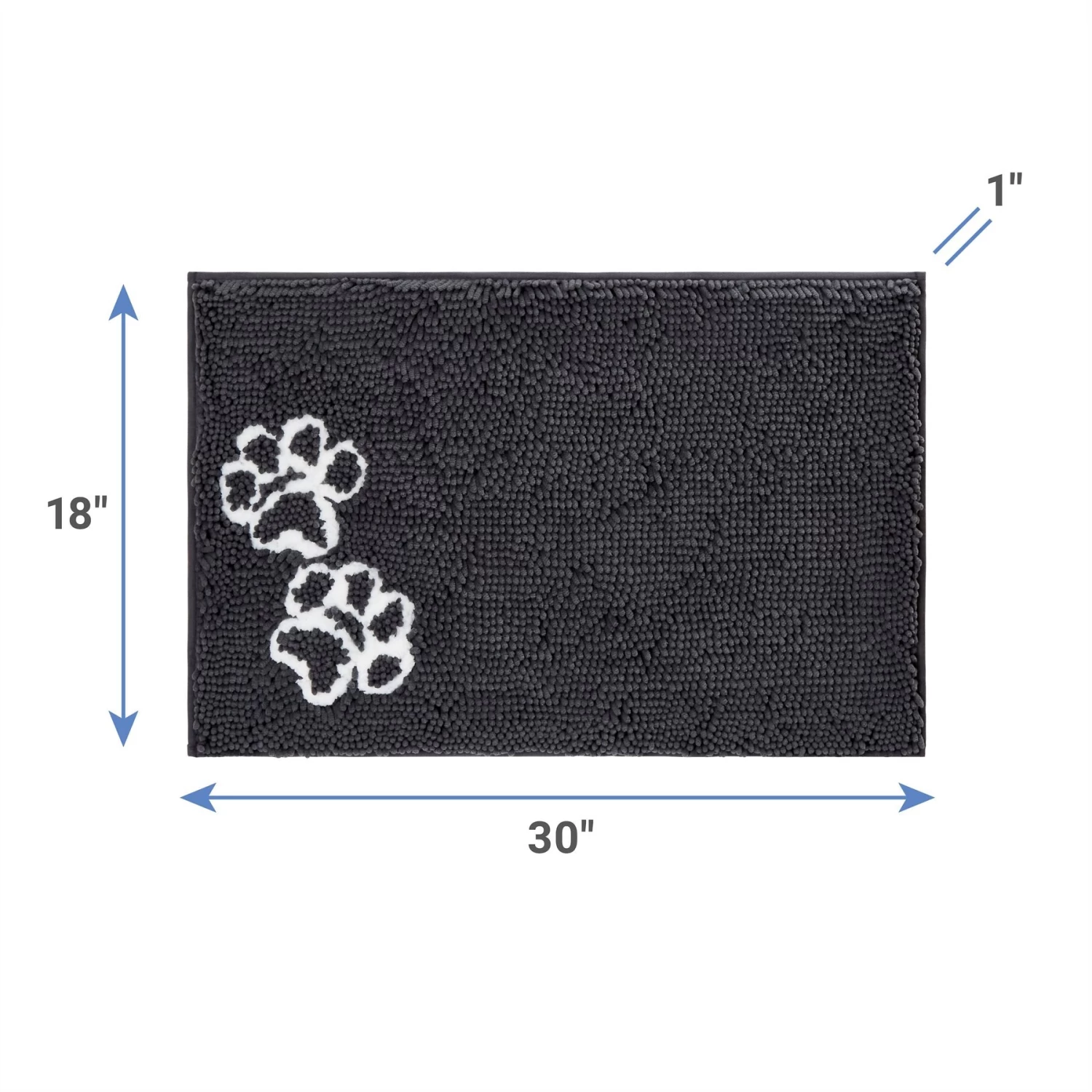 Frisco Microfiber Chenille Paw Print Dog & Cat Mat, Dark Gray 2 Frisco Microfiber Chenille Paw Print Dog & Cat Mat, Dark Gray - Image 2