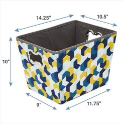 Frisco Rectangle Collapsible Pet Toy Storage Bin, Yellow Geometric -Pet Dog Supplies Shop 250578 PT2. AC SS1800 V1613774487