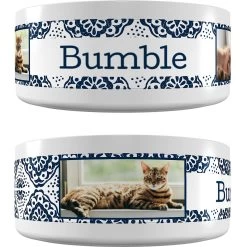 Frisco Boho Damask Ceramic Personalized Dog & Cat Bowl
