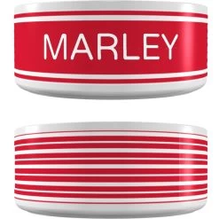 Frisco Preppy Stripes Ceramic Personalized Dog Bowl
