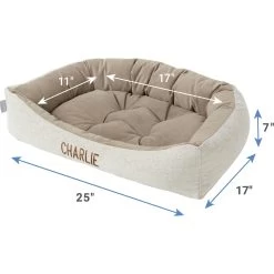 Frisco Rectangular Personalized Bolster Dog Bed W/Removable Cover, Beige, Medium -Pet Dog Supplies Shop 252613 PT2. AC SS1800 V1605142360