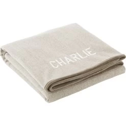Frisco Faux Linen Personalized Dog & Cat Blanket, Beige, Large -Pet Dog Supplies Shop 252621 PT2. AC SS1800 V1604672815