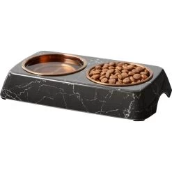 Frisco Copper Stainless Steel Double Dog & Cat Bowls With Black Marble Stand -Pet Dog Supplies Shop 253058 PT3. AC SS1800 V1616593931