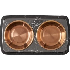 Frisco Copper Stainless Steel Double Dog & Cat Bowls With Black Marble Stand -Pet Dog Supplies Shop 253058 PT4. AC SS1800 V1616595761