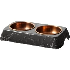 Frisco Copper Stainless Steel Double Dog & Cat Bowls With Black Marble Stand -Pet Dog Supplies Shop 253058 PT6. AC SS1800 V1616595467
