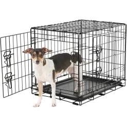 Frisco Fold & Carry Double Door Collapsible Wire Dog Crate & Frisco Gray Basket Weave Dog Crate Mat -Pet Dog Supplies Shop 255477 PT2. AC SS1800 V1604096794