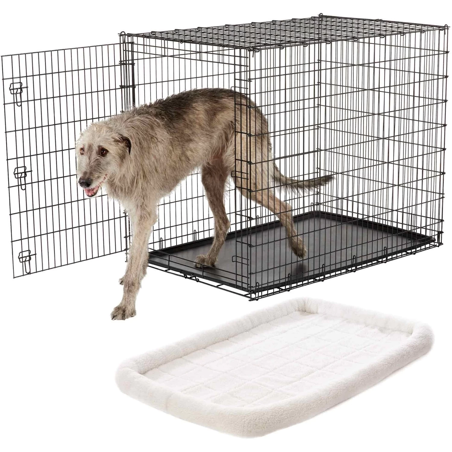 Frisco Heavy Duty Single Door Wire Dog Crate & Frisco Quilted Dog Crate Mat 1 Frisco Heavy Duty Single Door Wire Dog Crate & Frisco Quilted Dog Crate Mat