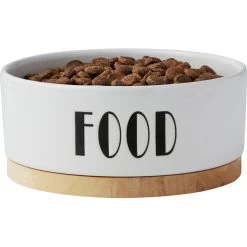 Frisco Ceramic Food Dog & Cat Bowl With Wood Base -Pet Dog Supplies Shop 256043 PT4. AC SS1800 V1615311744