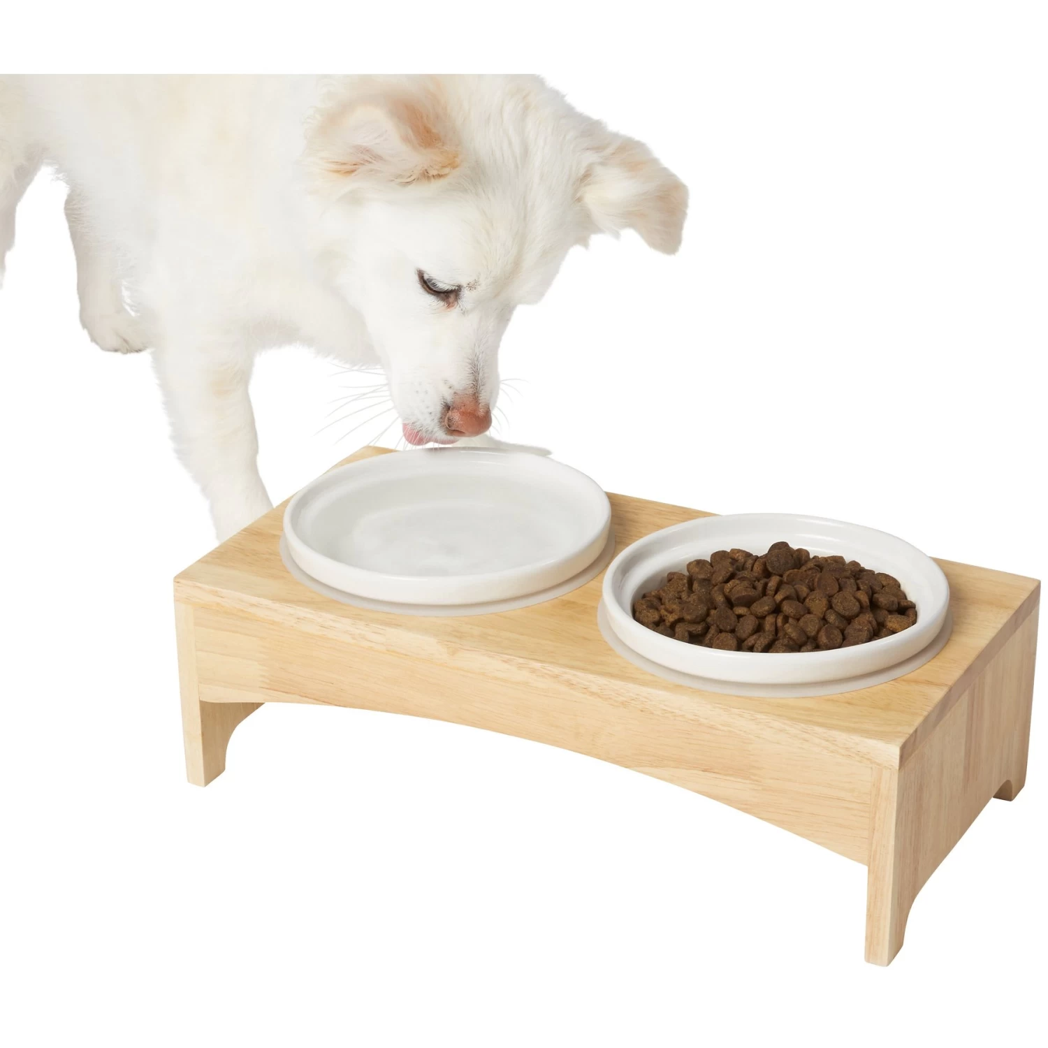 Frisco Ceramic Dog & Cat Double Diner With Elevated Wood Stand 1 Frisco Ceramic Dog & Cat Double Diner With Elevated Wood Stand