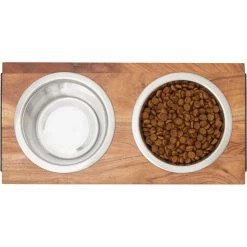 Frisco Wood Elevated Non-Skid Stainless Steel Double Diner Dog & Cat Bowl -Pet Dog Supplies Shop 257143 PT2. AC SS1800 V1615310833