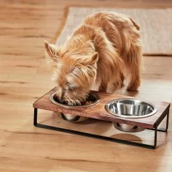 Frisco Wood Elevated Non-Skid Stainless Steel Double Diner Dog & Cat Bowl -Pet Dog Supplies Shop 257143 PT3. AC SS1800 V1615987292