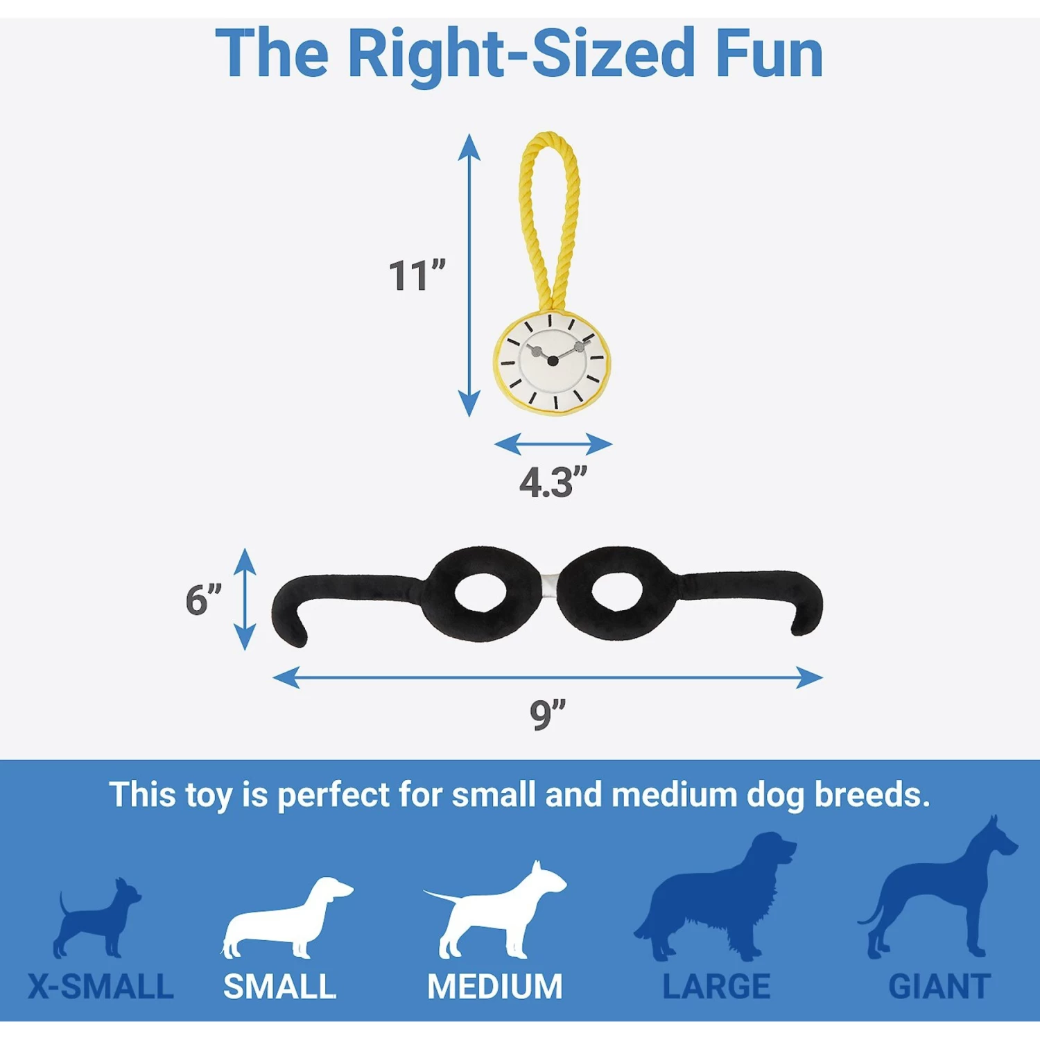 Frisco Magic Pocket Watch & Glasses Plush Squeaky Dog Toy, 2 Count 2 Frisco Magic Pocket Watch & Glasses Plush Squeaky Dog Toy, 2 Count - Image 2