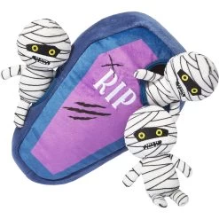 Frisco Halloween Mummy & Coffin Hide & Seek Puzzle Plush Squeaky Dog Toy