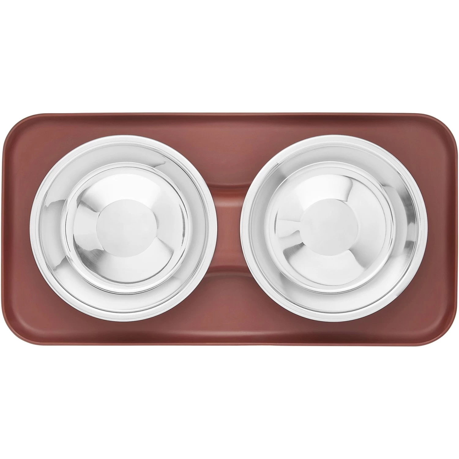 Frisco Silicone Stainless Steel Double Diner Dog & Cat Bowl, Brown 5 Frisco Silicone Stainless Steel Double Diner Dog & Cat Bowl, Brown - Image 5