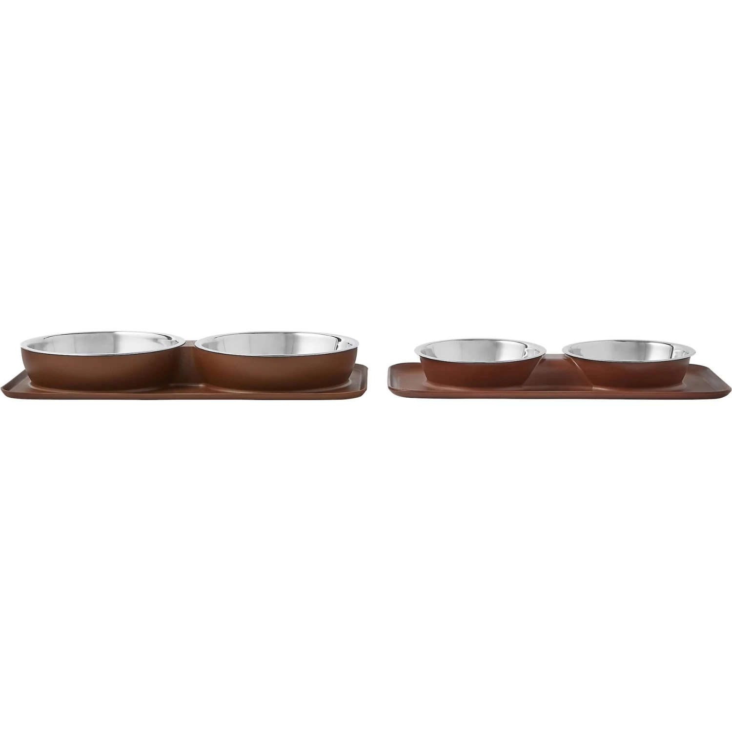 Frisco Silicone Stainless Steel Double Diner Dog & Cat Bowl, Brown 6 Frisco Silicone Stainless Steel Double Diner Dog & Cat Bowl, Brown - Image 6