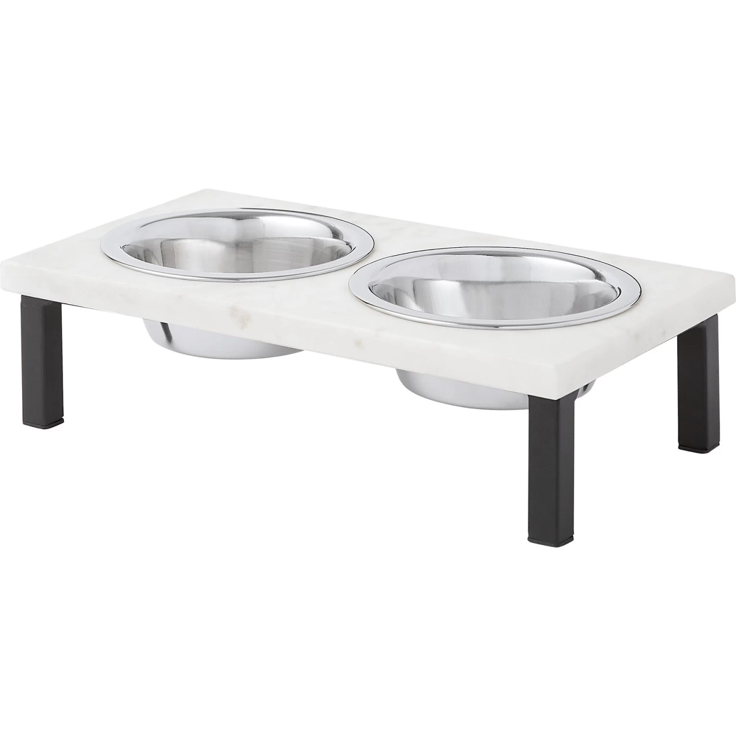 Frisco Marble Elevated Stainless Steel Double Diner Dog & Cat Bowls 1 Frisco Marble Elevated Stainless Steel Double Diner Dog & Cat Bowls