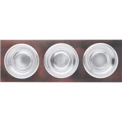 Frisco Multi Pet Feeding 3-Bowls Wood Stainless Steel Dog & Cat Bowl, Dark Wooden -Pet Dog Supplies Shop 277571 PT4. AC SS1800 V1627935311