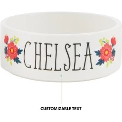 Frisco Flower Ceramic Personalized Dog Bowl -Pet Dog Supplies Shop 286985 PT6. AC SS1800 V1625860866