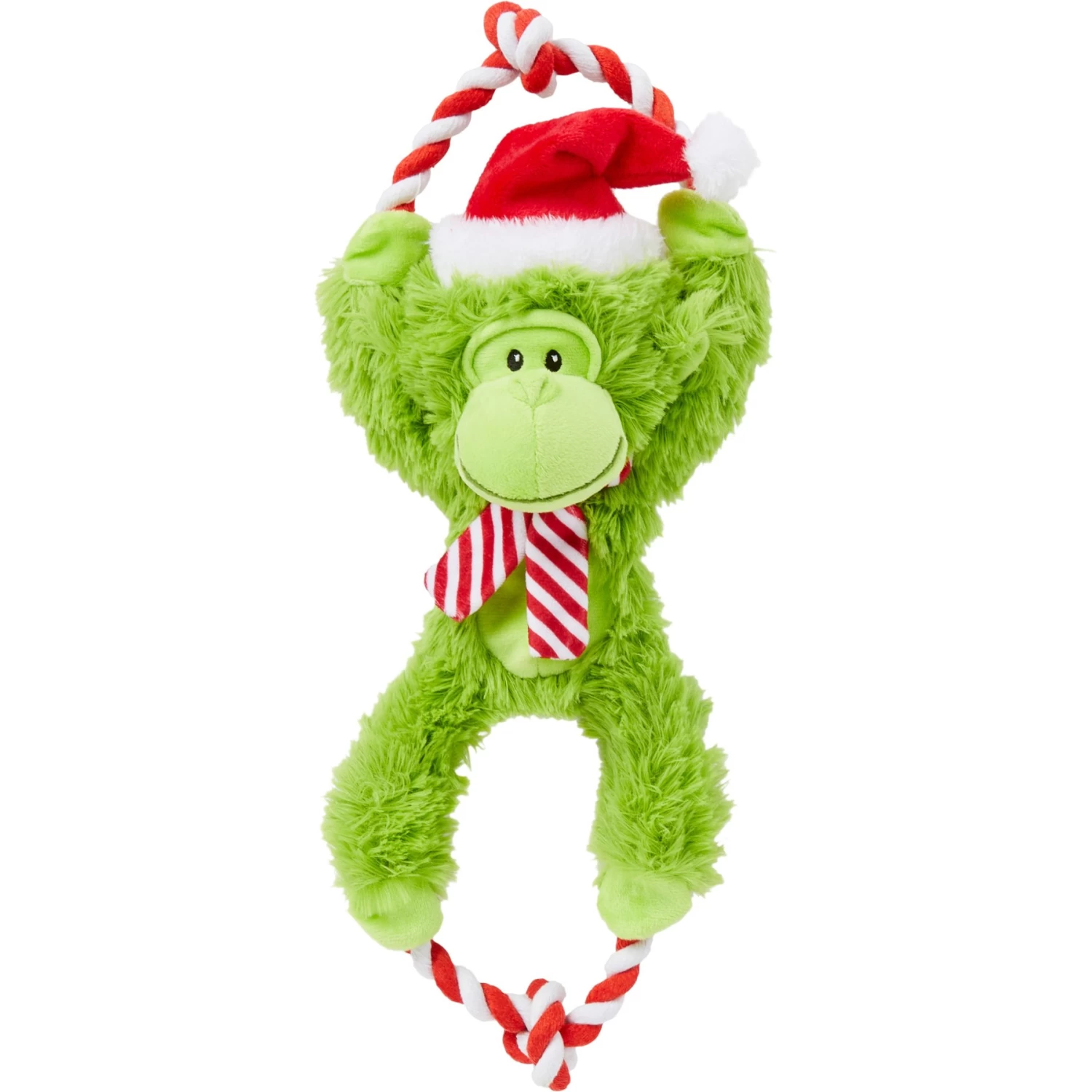 Frisco Holiday Monkey Plush With Rope Squeaky Dog Toy 1 Frisco Holiday Monkey Plush With Rope Squeaky Dog Toy
