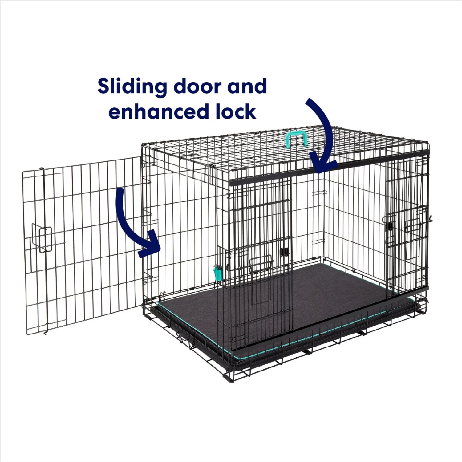 Frisco Heavy Duty Enhanced Lock Sliding Double Door Fold & Carry Wire Dog Crate & Mat Kit 7 Frisco Heavy Duty Enhanced Lock Sliding Double Door Fold & Carry Wire Dog Crate & Mat Kit - Image 7