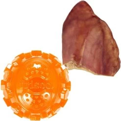 Frisco Fetch Squeaky TPR Ball Dog Toy & Bones & Chews Pig Ear Chews Dog Treats