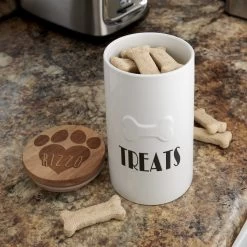 Frisco Ceramic Personalized Treat Jar With Wood Lid, 4 Cup, 32oz -Pet Dog Supplies Shop 301179 PT2. AC SS1800 V1631119609