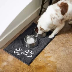 Frisco Microfiber Chenille Shammy Towel & Frisco Microfiber Chenille Paw Print Dog & Cat Mat, Dark Gray -Pet Dog Supplies Shop 303468 PT8. AC SS1800 V1623091063