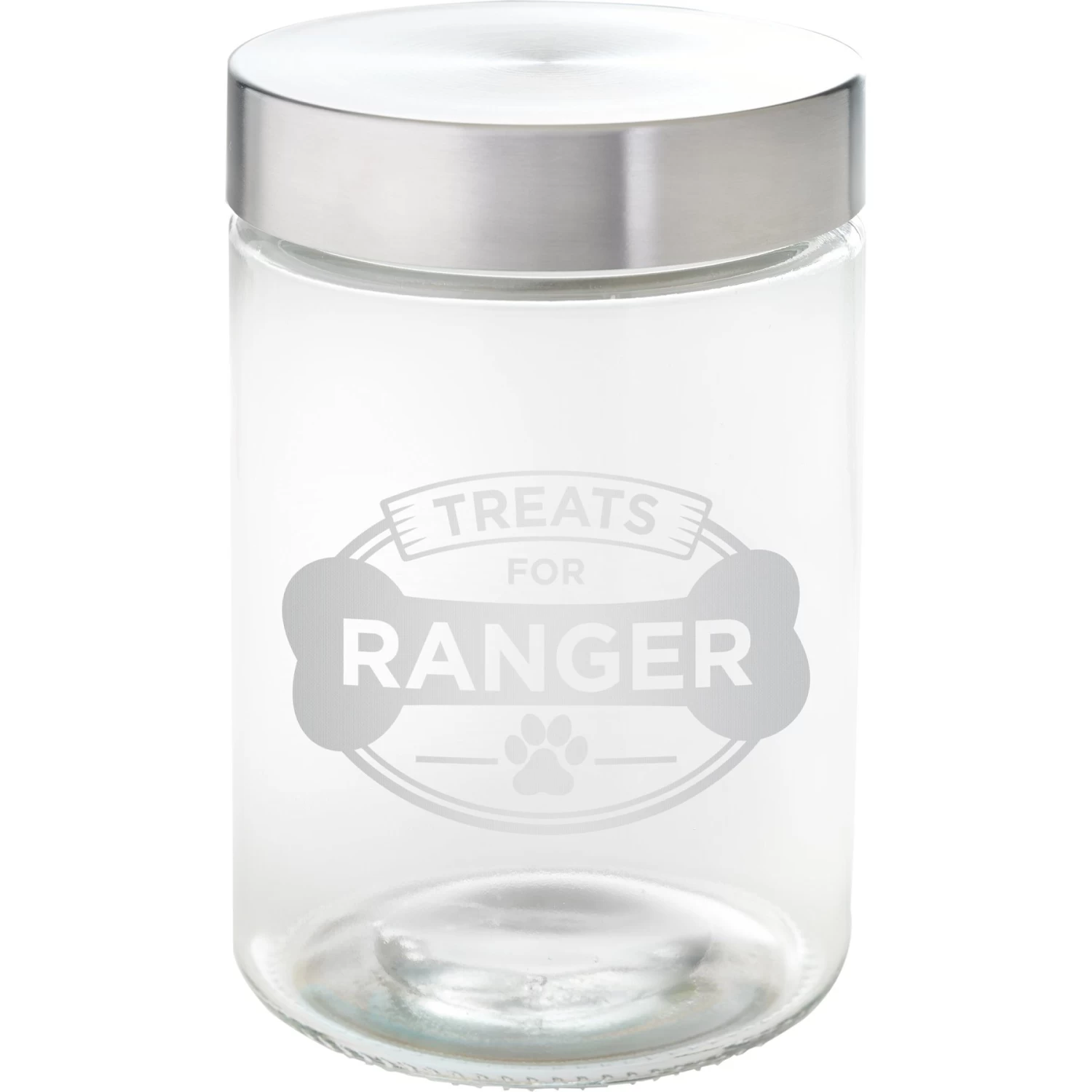 Frisco "Doggie Treats" Glass Personalized Treat Jar With Lid, 5 Cup, 40oz 1 Frisco "Doggie Treats" Glass Personalized Treat Jar With Lid, 5 Cup, 40oz
