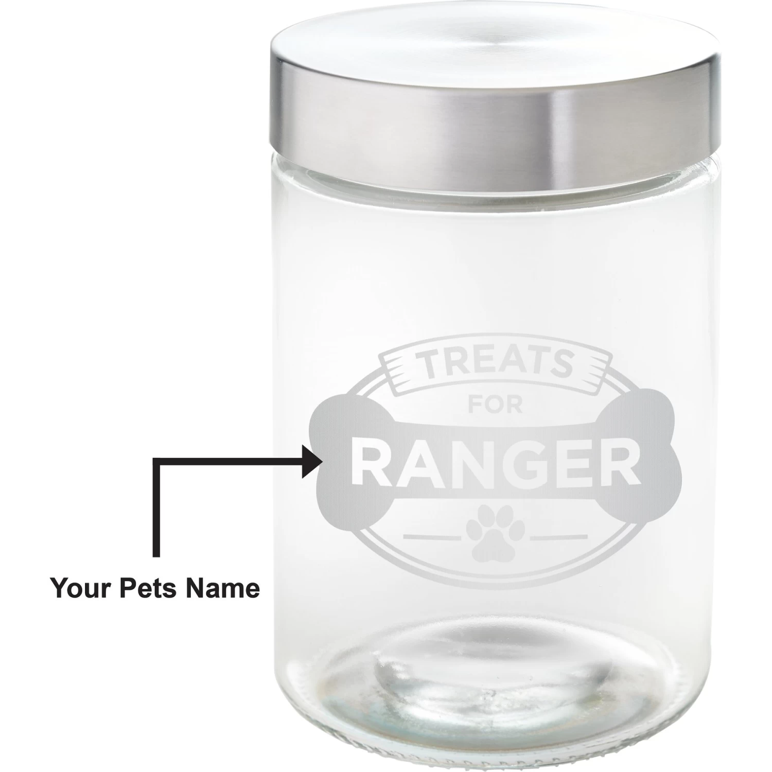 Frisco "Doggie Treats" Glass Personalized Treat Jar With Lid, 5 Cup, 40oz 3 Frisco "Doggie Treats" Glass Personalized Treat Jar With Lid, 5 Cup, 40oz - Image 3