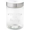Frisco Paw Print Glass Personalized Treat Jar With Lid, 5 Cup, 40oz