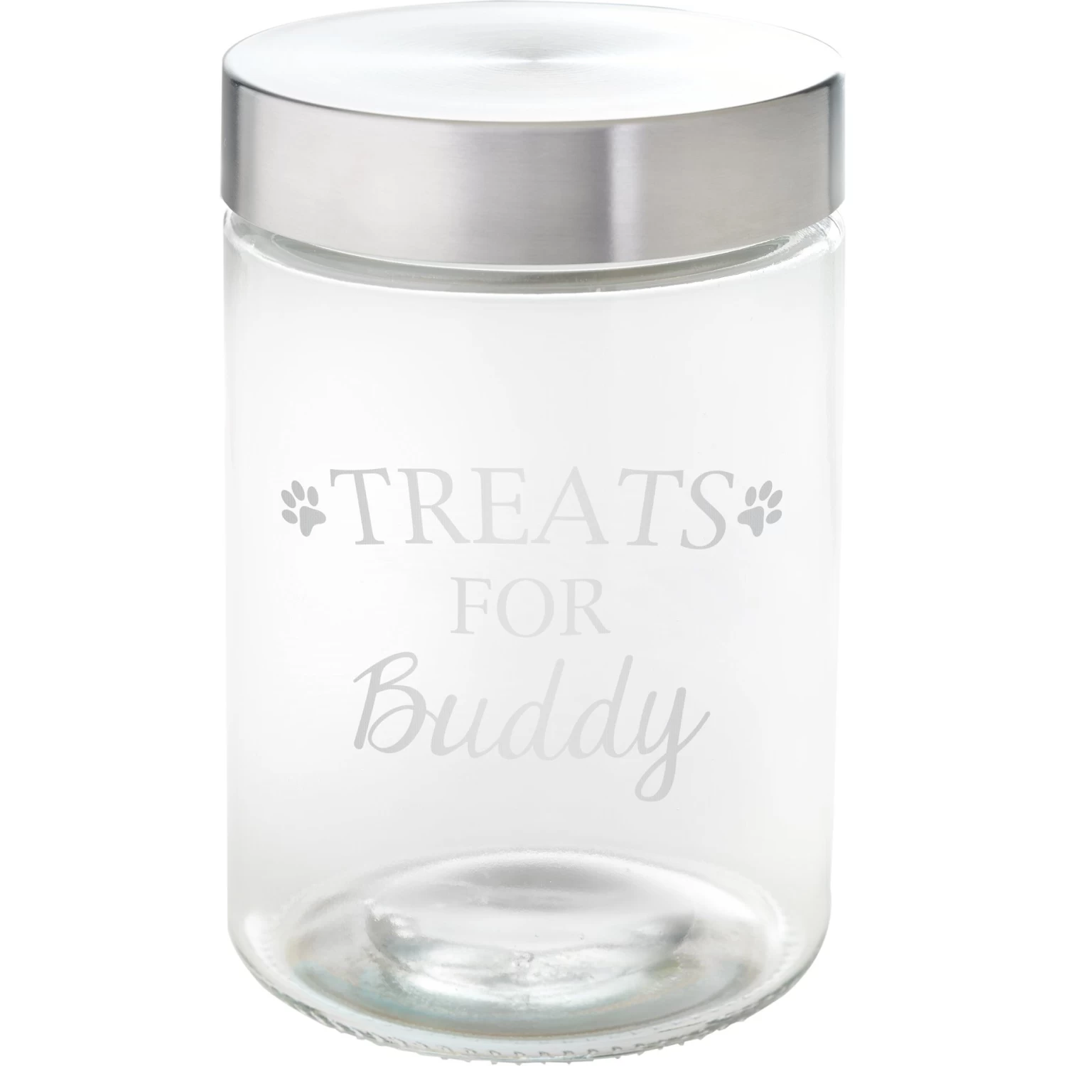 Frisco Paw Print Glass Personalized Treat Jar With Lid, 5 Cup, 40oz 1 Frisco Paw Print Glass Personalized Treat Jar With Lid, 5 Cup, 40oz
