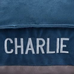 Frisco Personalized Navy Bolstered Bed With Navy Check Bolster, X-Large -Pet Dog Supplies Shop 311768 PT4. AC SS1800 V1630593983