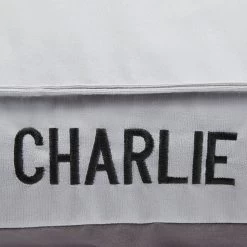 Frisco Personalized Silver Bolstered Bed With Silver Check Bolster -Pet Dog Supplies Shop 311770 PT4. AC SS1800 V1630594018