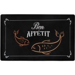 Frisco Silicone Fish Print Dog & Cat Food Mat, Black