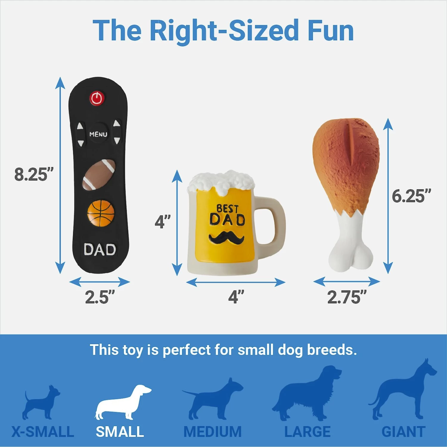 Frisco Father's Day Essential Latex Squeaky Dog Toy, 4 Count 2 Frisco Father's Day Essential Latex Squeaky Dog Toy, 4 Count - Image 2