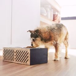 Frisco Premium Wood Elevated Stainless Steel Double Diner Dog & Cat Bowl, Black, 3 Cup -Pet Dog Supplies Shop 331509 PT2. AC SS1800 V1657656894