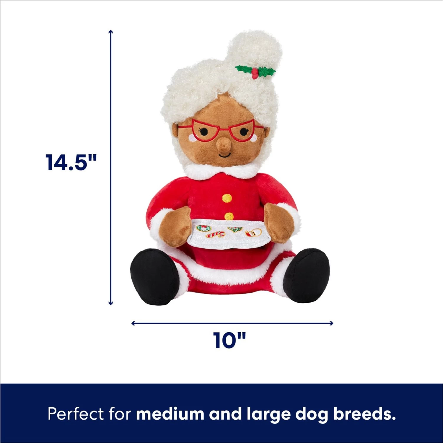 Frisco Holiday Mrs. Claus Plush Squeaky Dog Toy 2 Frisco Holiday Mrs. Claus Plush Squeaky Dog Toy - Image 2