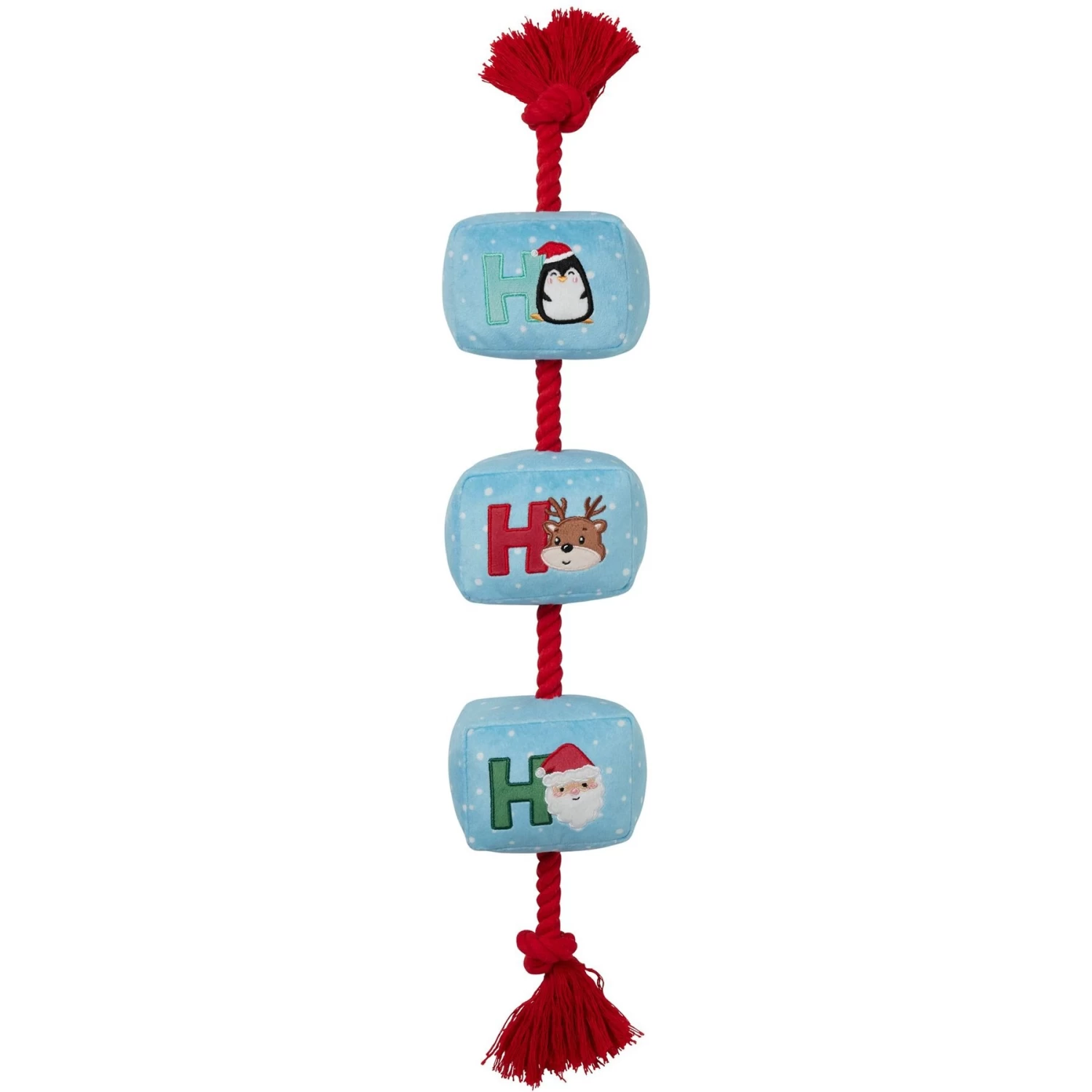 Frisco Holiday Ho Ho Ho Plush With Rope Squeaky Dog Toy 1 Frisco Holiday Ho Ho Ho Plush With Rope Squeaky Dog Toy