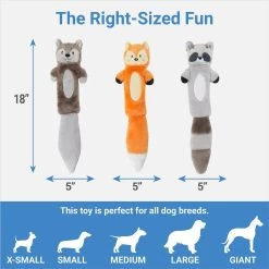 Frisco Forest Friends Stuffing-Free Skinny Plush Squeaky Dog Toy + 3 Items -Pet Dog Supplies Shop 582478 PT2. AC SS1800 V1658239416