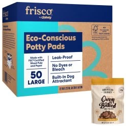 Frisco Large Eco-Conscious Dog Training & Potty Pads & American Journey Peanut Butter Recipe Grain-Free Oven Baked Crunchy Biscuit Dog Treats